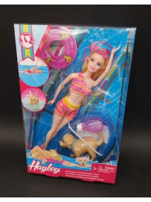 BARBIE EN PILETA CON PERRO F-00170